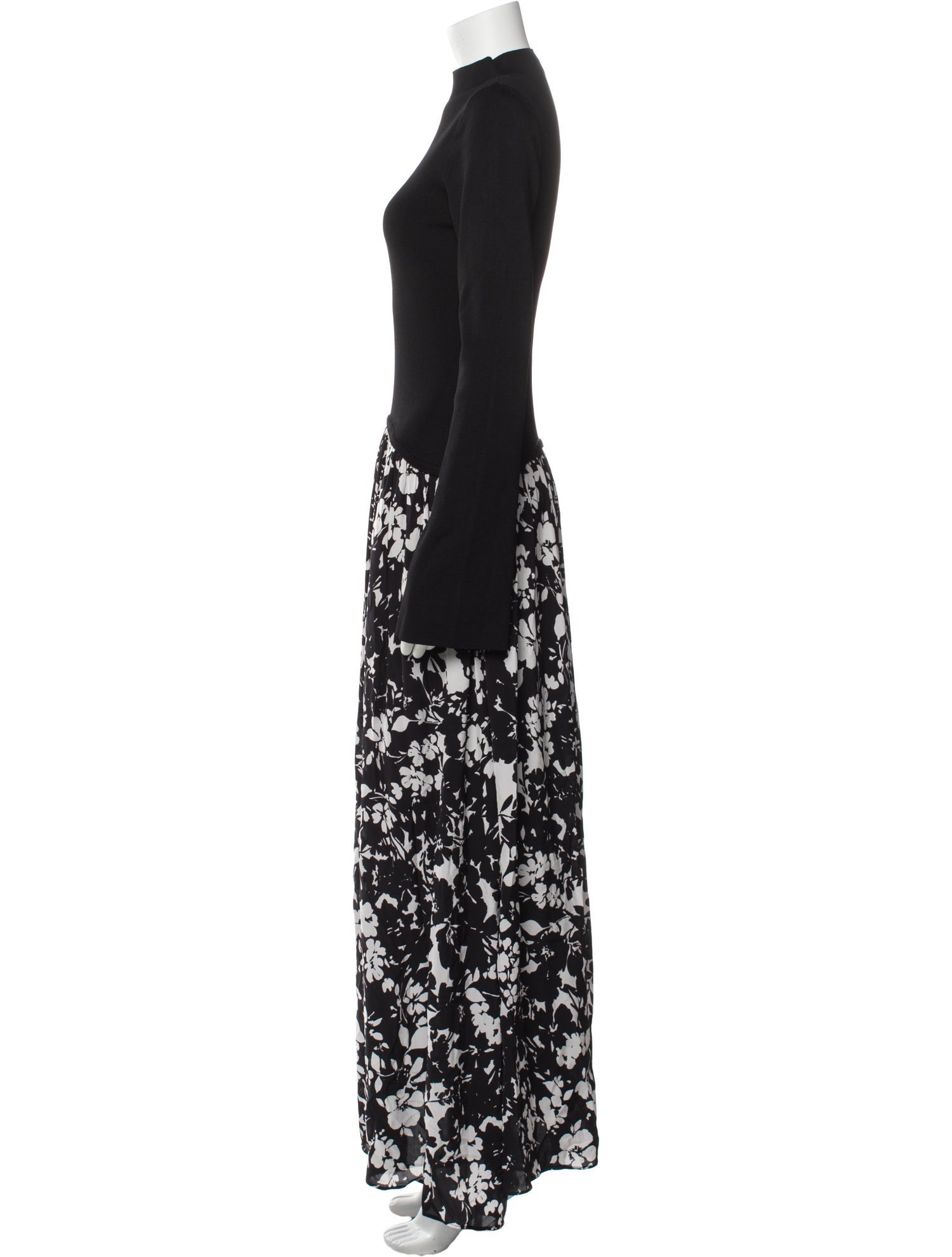 Solid & Striped Floral Print Long Dress