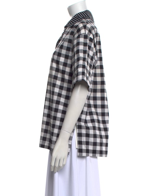 Solid & Striped Plaid Print Short Sleeve Button-Up Top