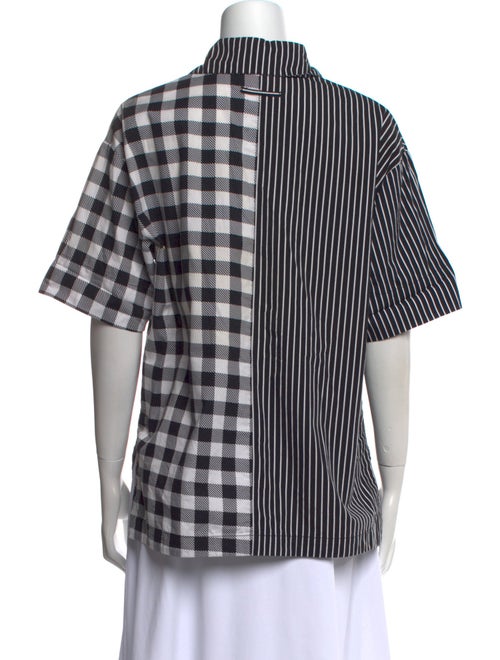 Solid & Striped Plaid Print Short Sleeve Button-Up Top