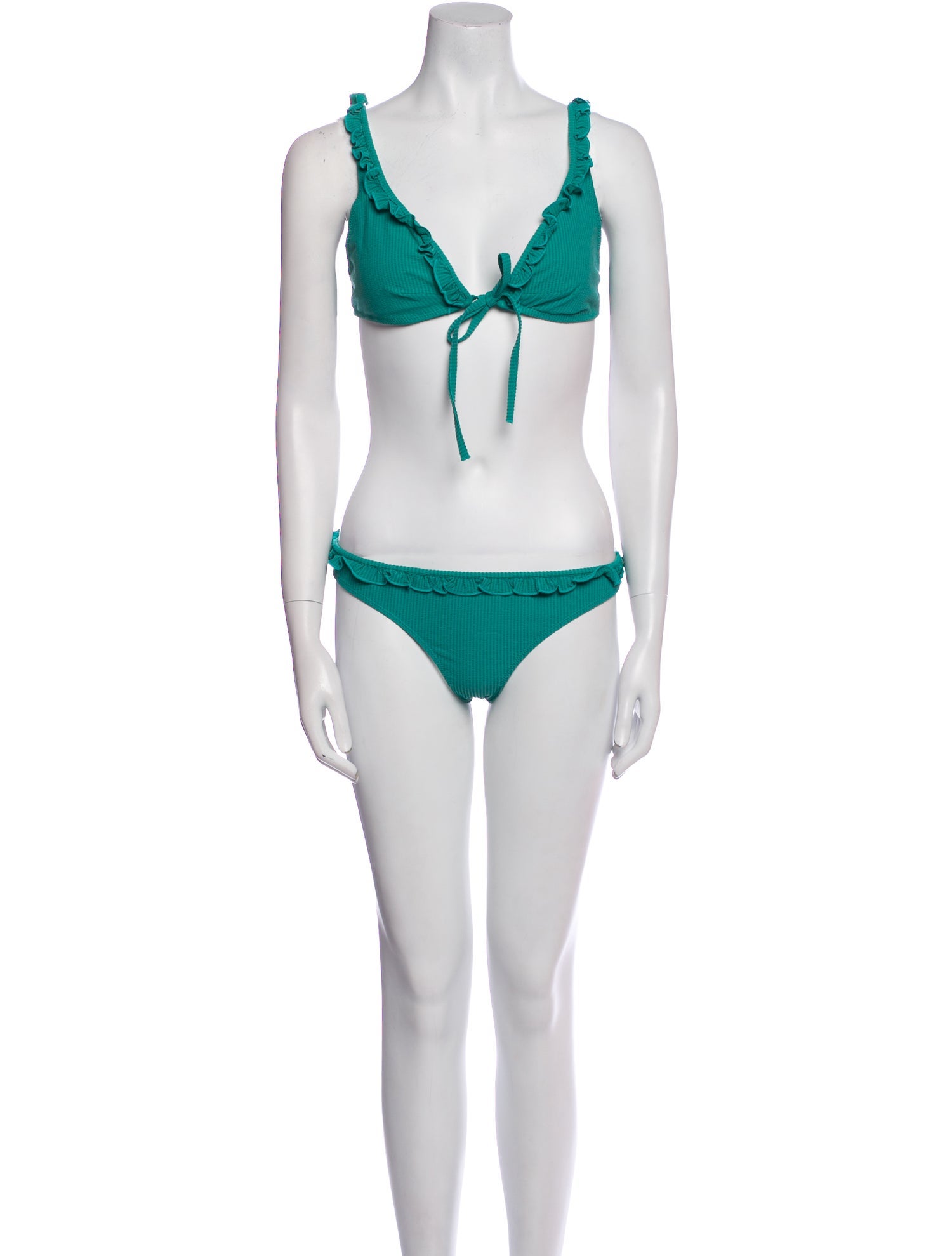 Solid & Striped Ruffle Embellishment Bikini w/ Tags