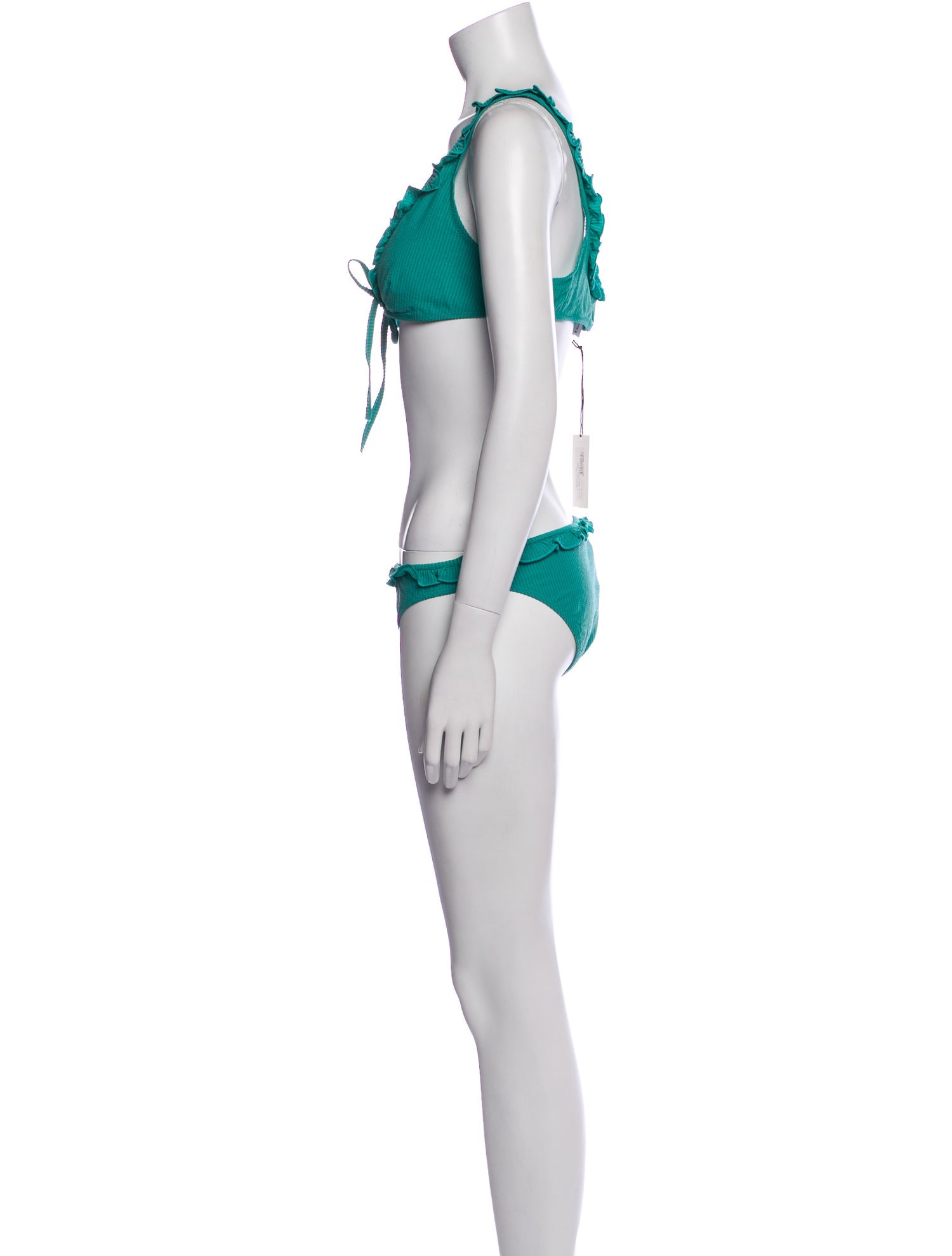 Solid & Striped Ruffle Embellishment Bikini w/ Tags