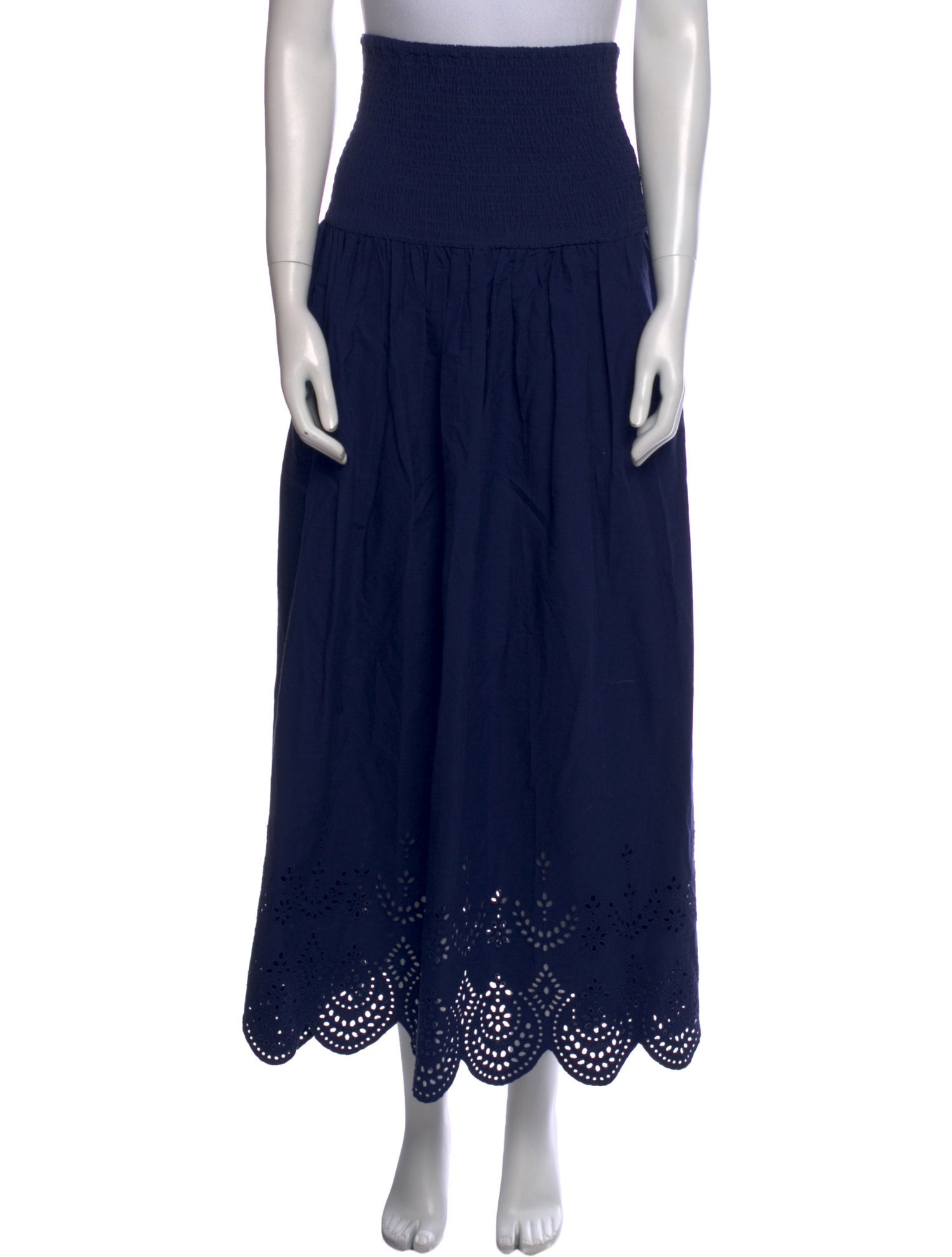 Solid & Striped Eyelet Trim Midi Length Skirt