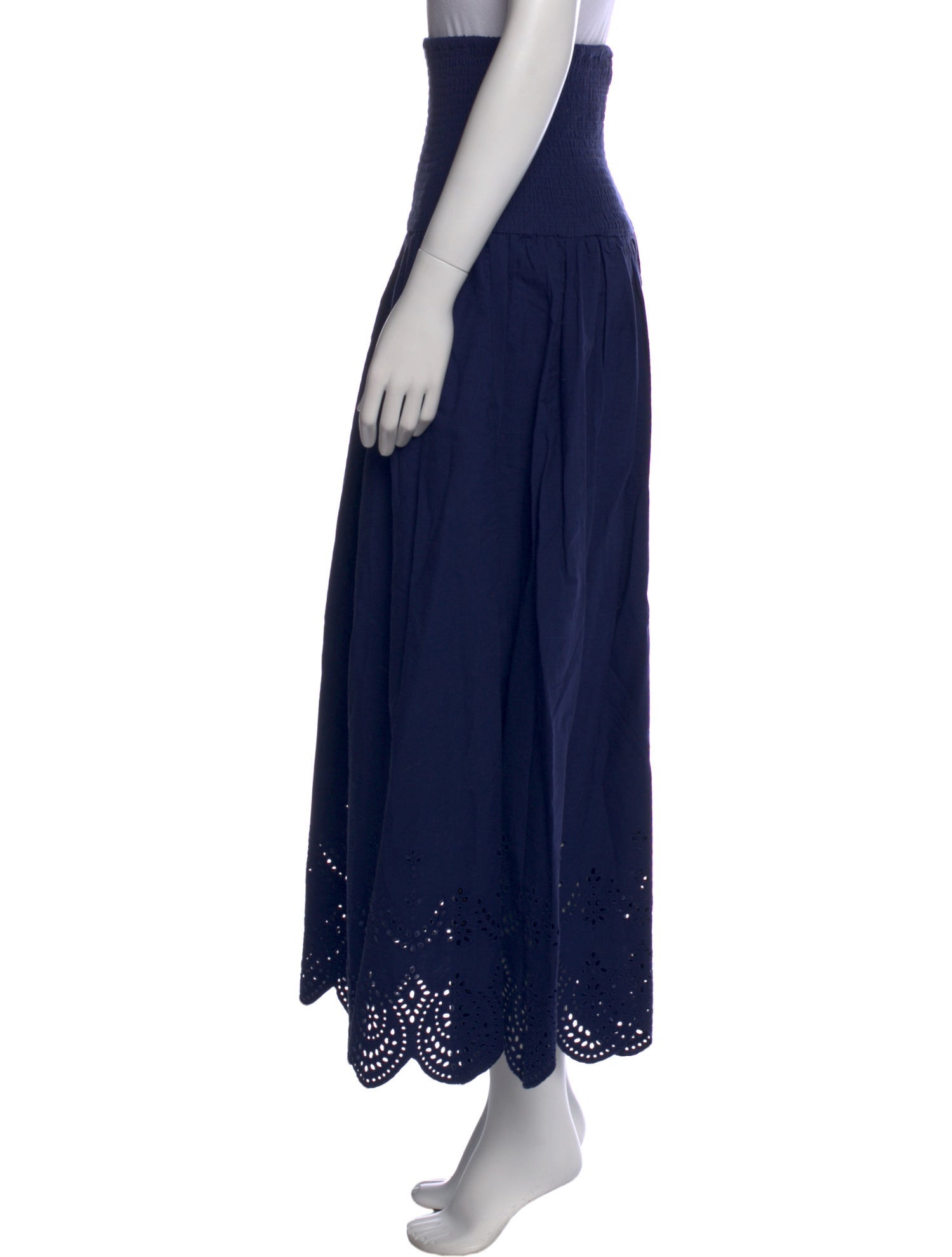 Solid & Striped Eyelet Trim Midi Length Skirt