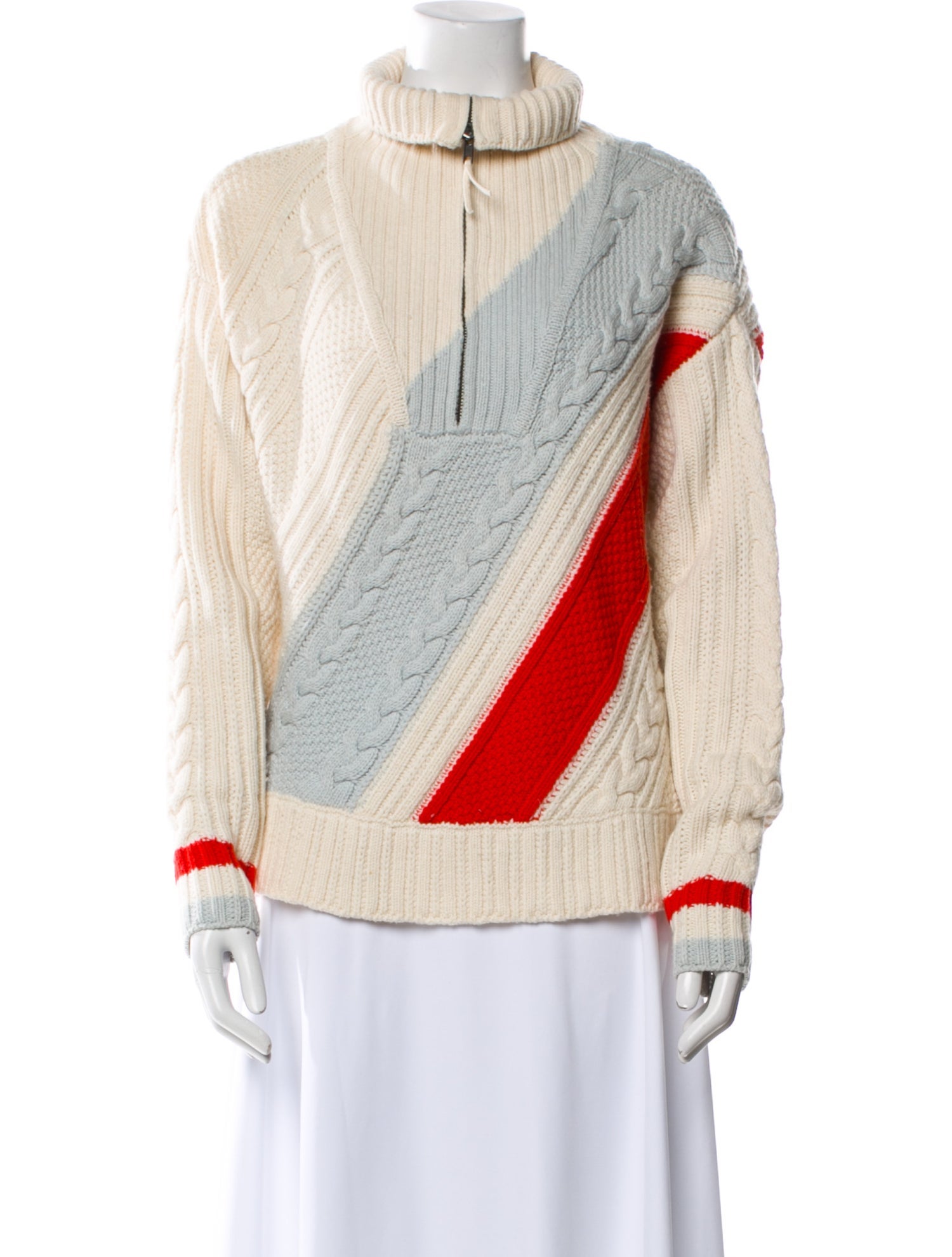 Solid & Striped Wool Colorblock Pattern Sweater
