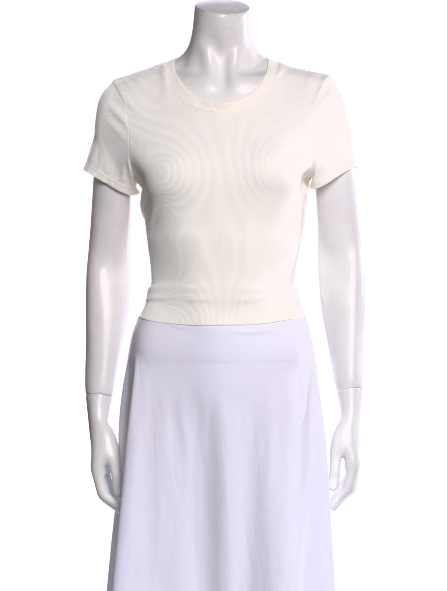 Solid & Striped Crew Neck Short Sleeve Crop Top