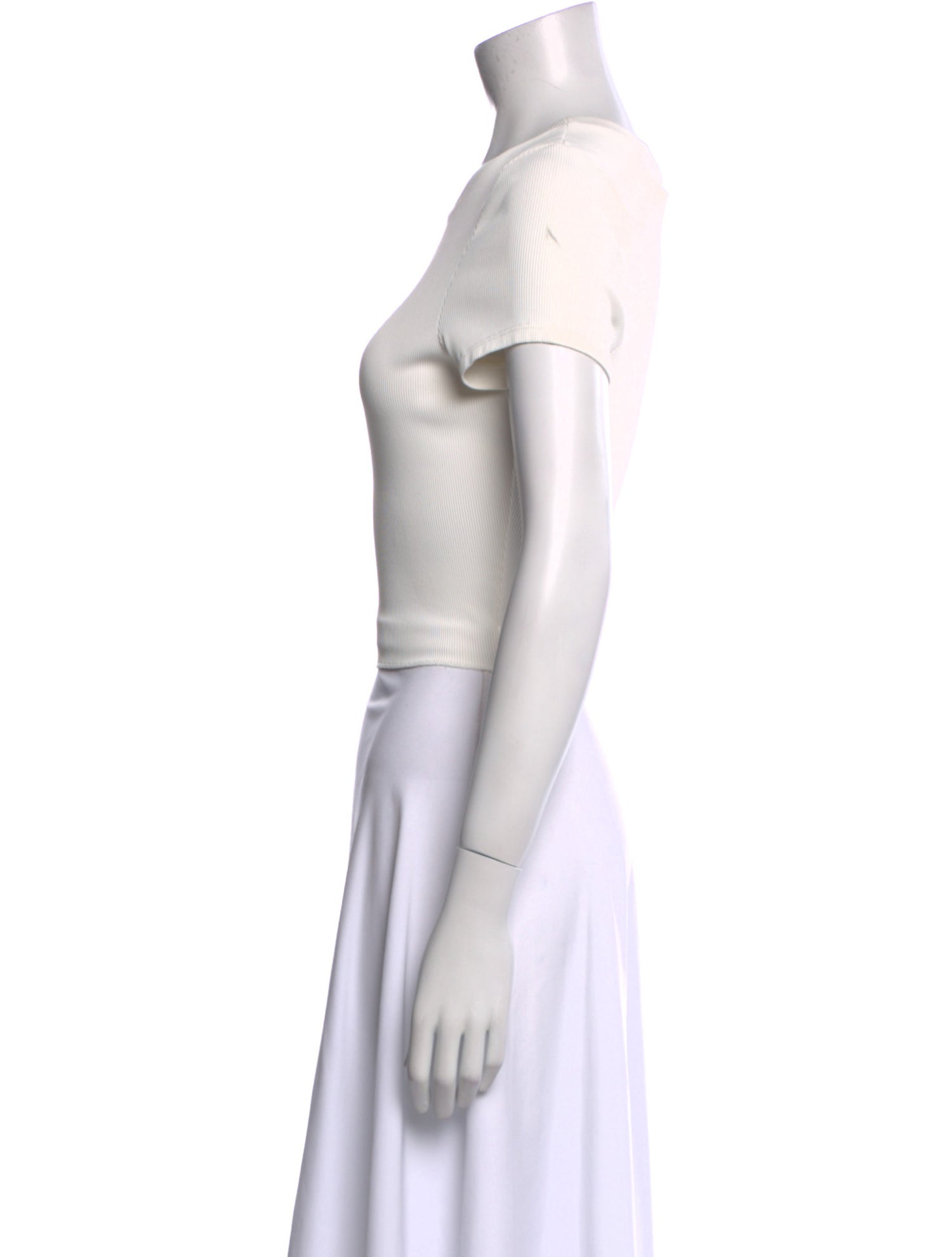 Solid & Striped Crew Neck Short Sleeve Crop Top