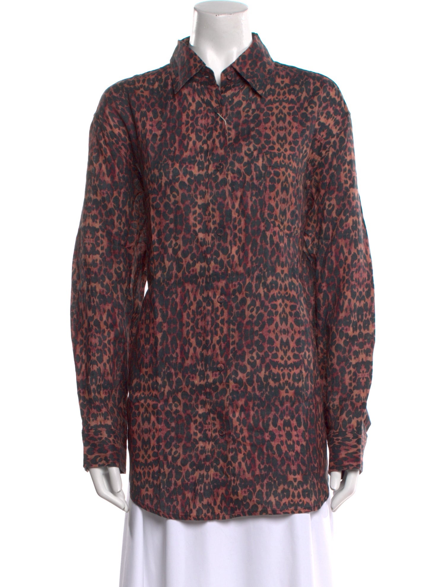Solid & Striped Linen Animal Print Button-Up Top w/ Tags