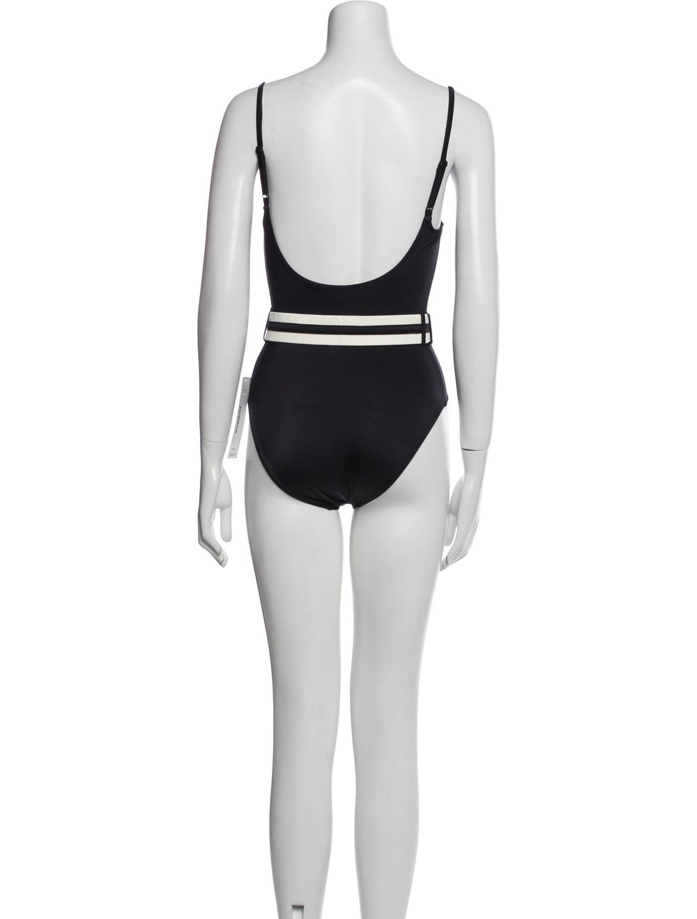 Solid & Striped One-Piece Black Embroidered Accen… - image 3