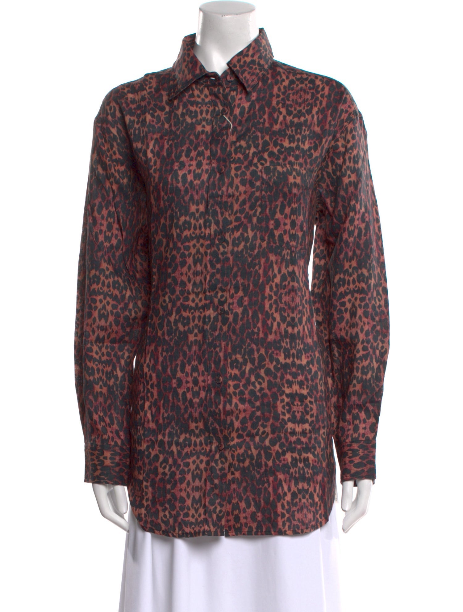 Solid & Striped Linen Animal Print Button-Up Top w/ Tags