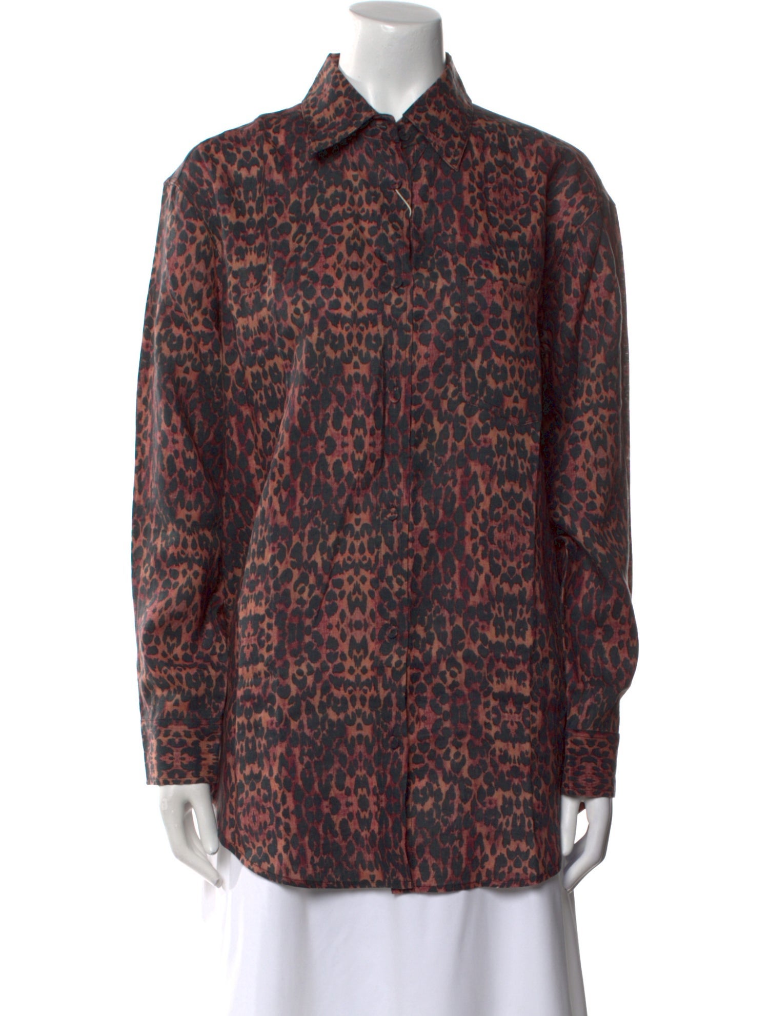 Solid & Striped Linen Animal Print Button-Up Top w/ Tags