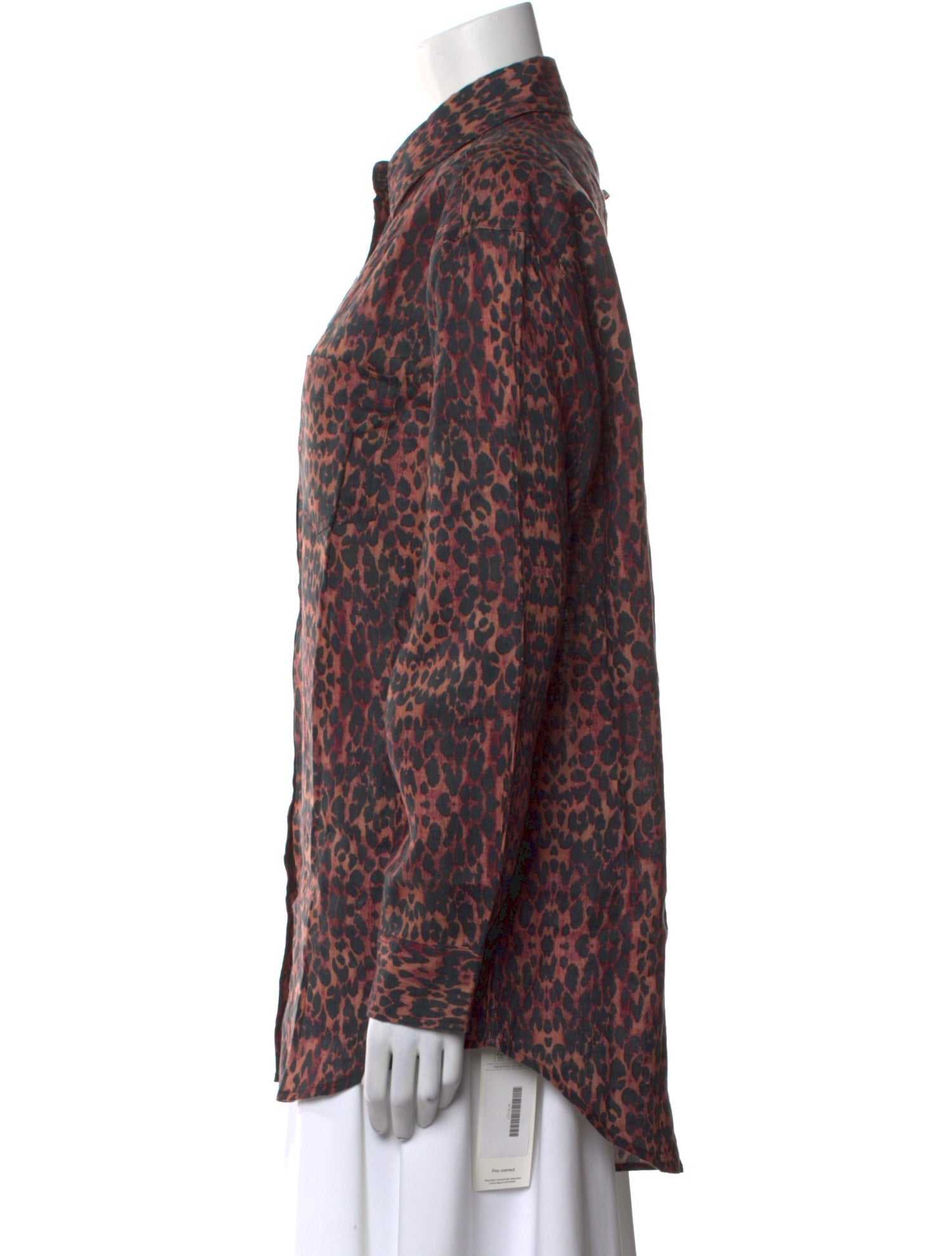 Solid & Striped Linen Animal Print Button-Up Top w/ Tags