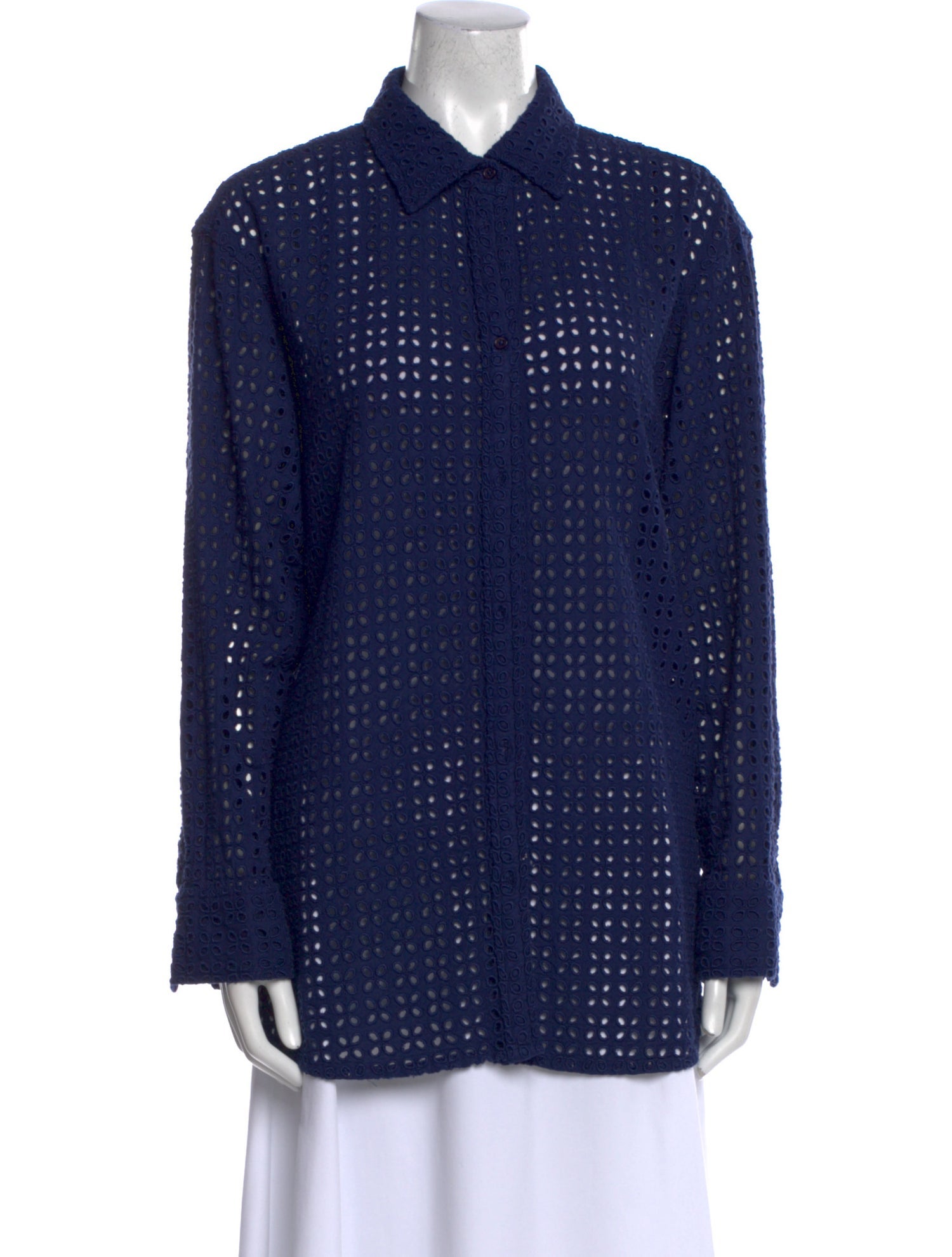 Solid & Striped Polka Dot Print Long Sleeve Button-Up Top