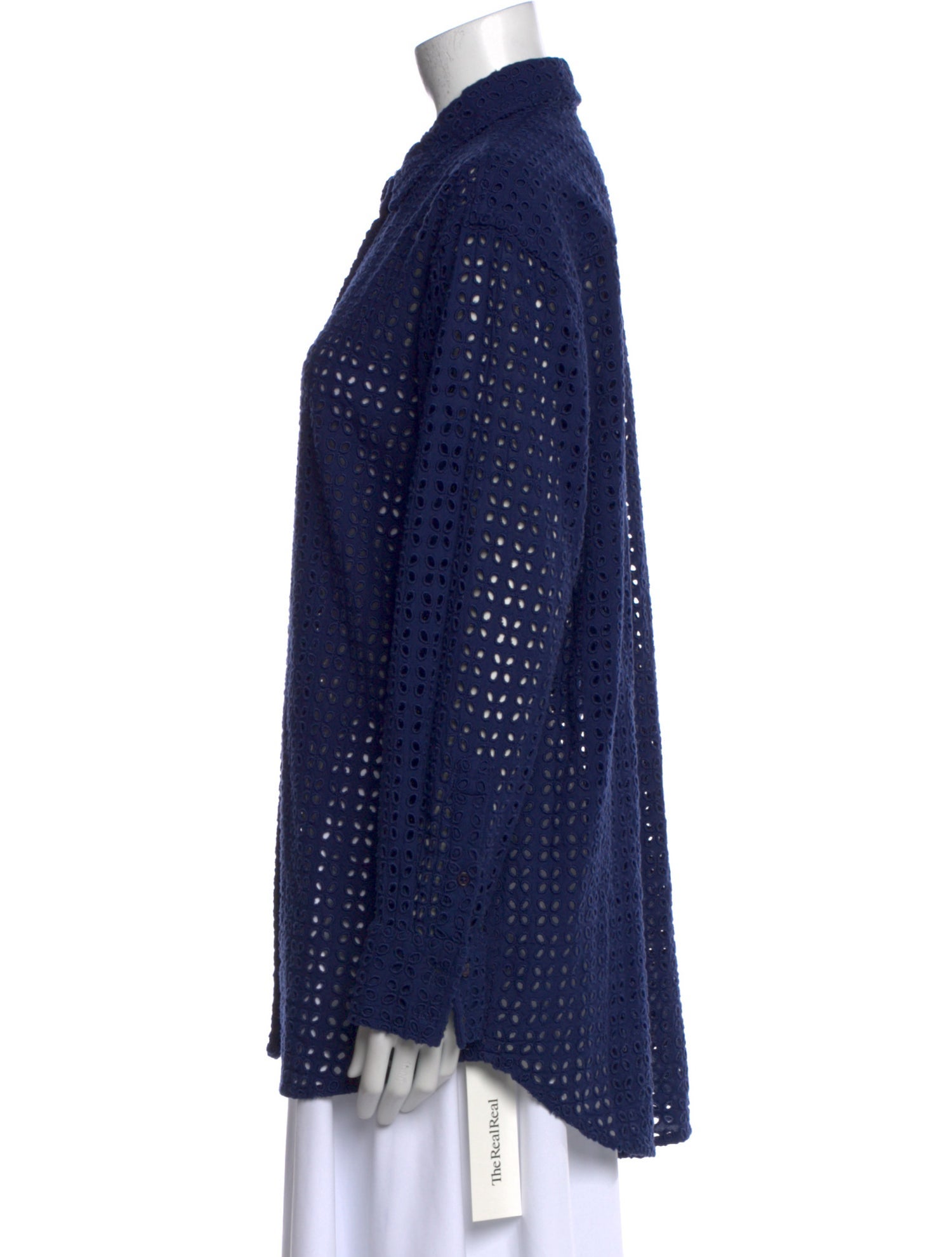 Solid & Striped Polka Dot Print Long Sleeve Button-Up Top