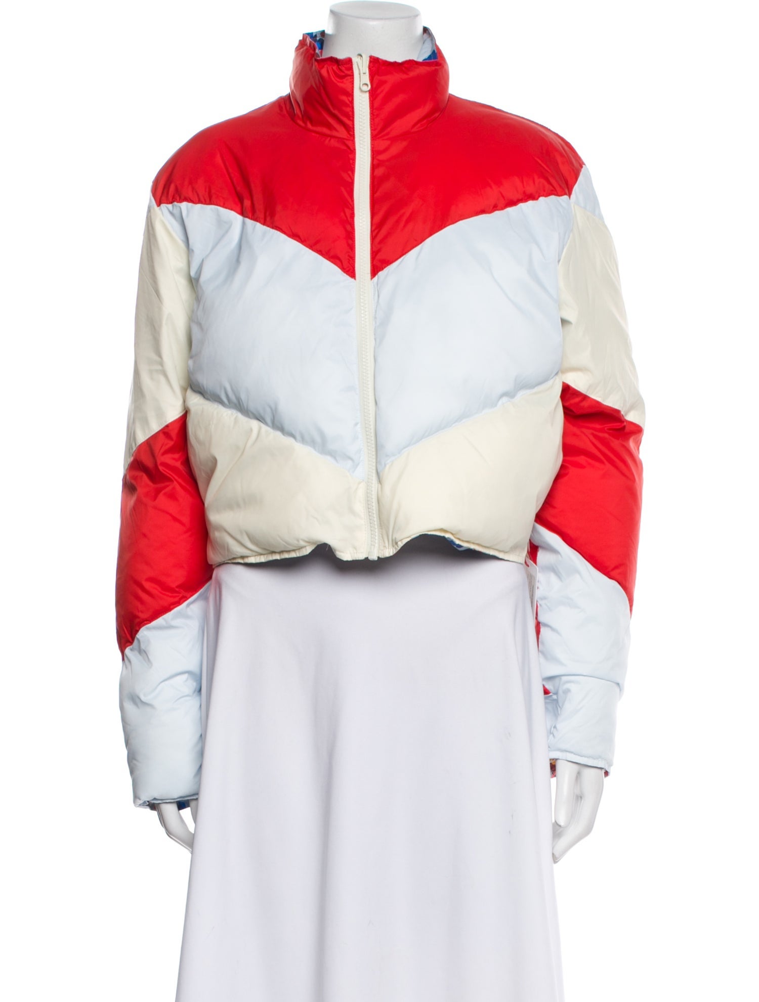 Solid & Striped Nylon Colorblock Pattern Coat w/ Tags