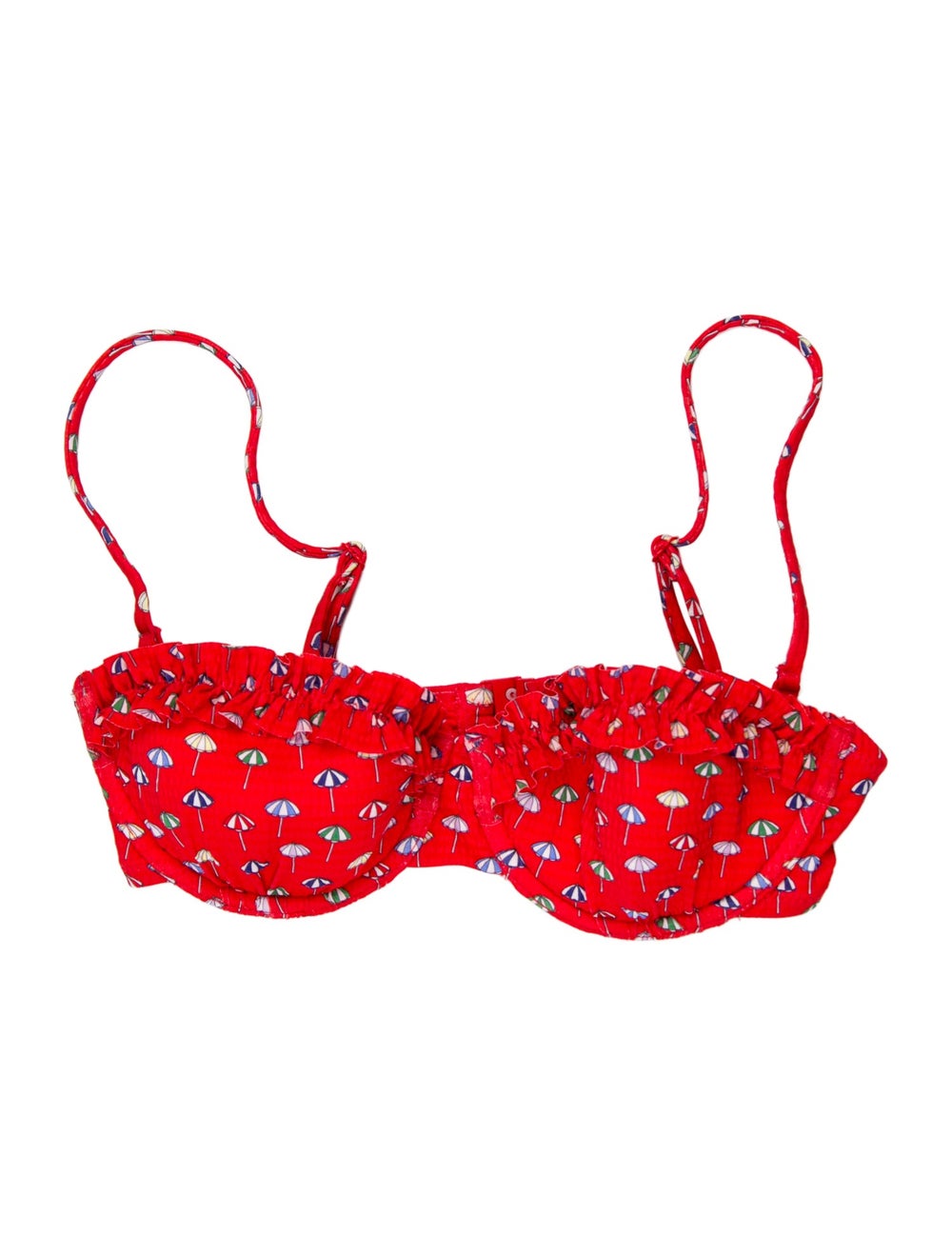 Solid & Striped Top Orange Printed Pleated Accent… - image 1