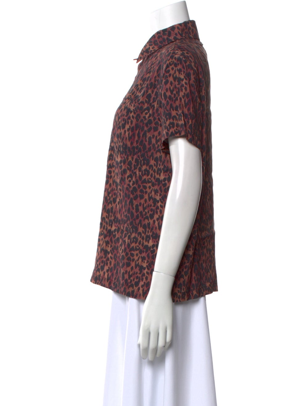 Solid & Striped Button-Up Top Brown Animal Print … - image 2