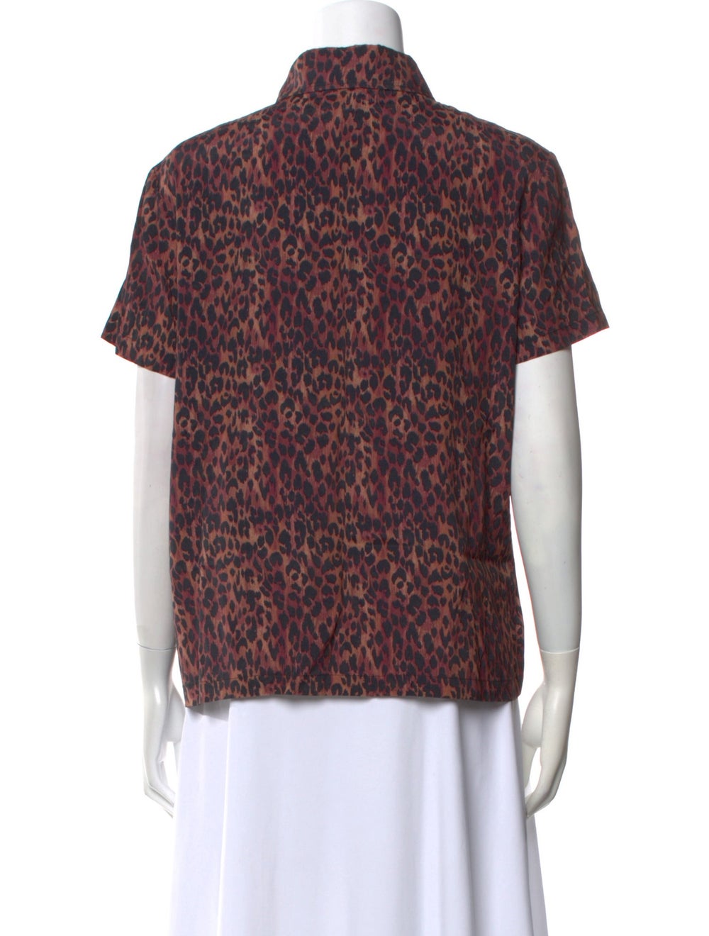 Solid & Striped Button-Up Top Brown Animal Print … - image 3
