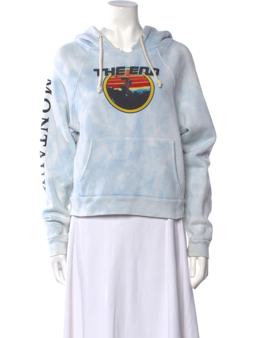 Solid & Striped Pullover Blue Graphic Print Long … - image 1