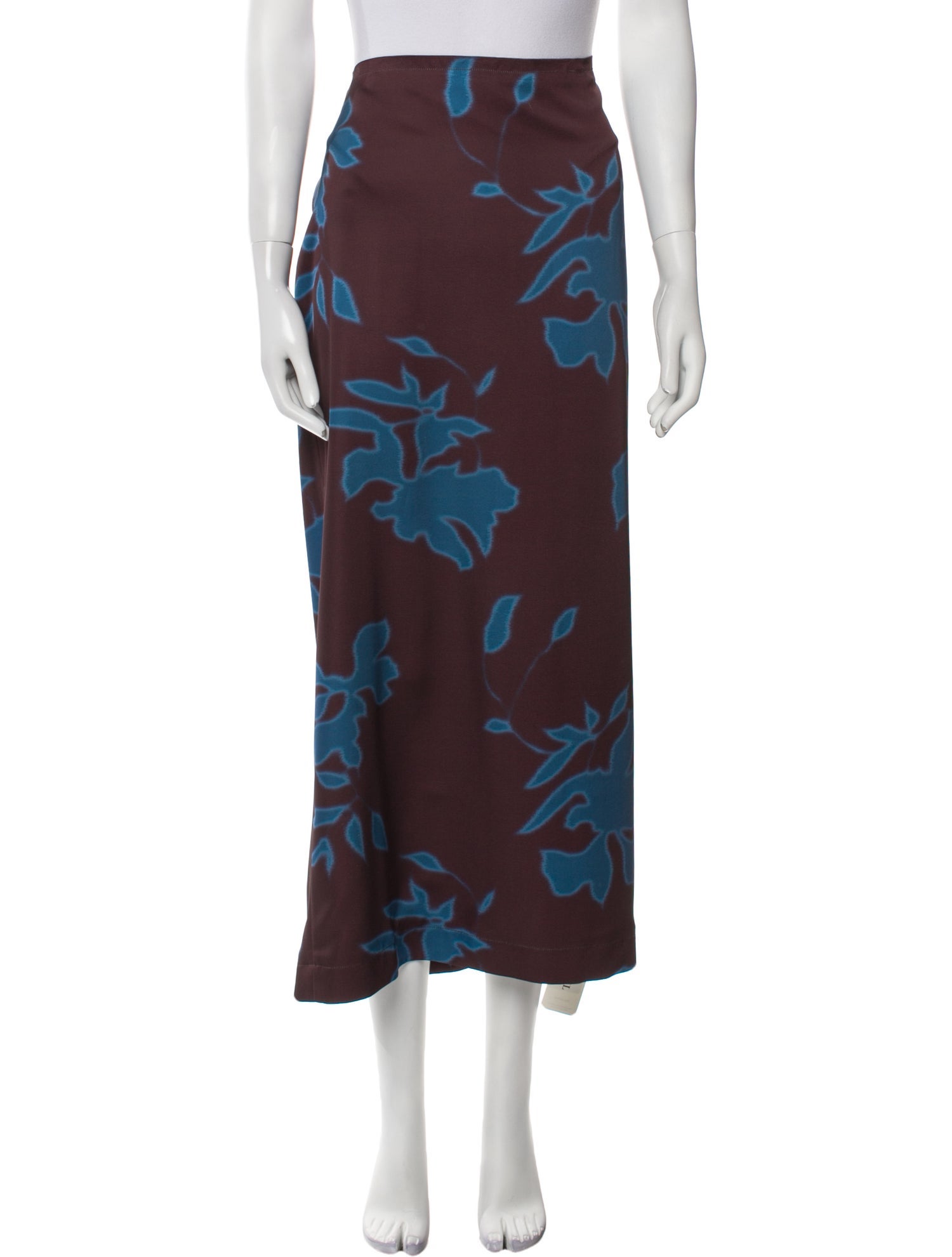 Solid & Striped Floral Print Midi Length Skirt