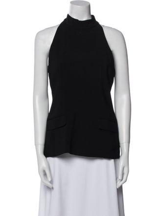 Solid & Striped Mock Neck Sleeveless Top