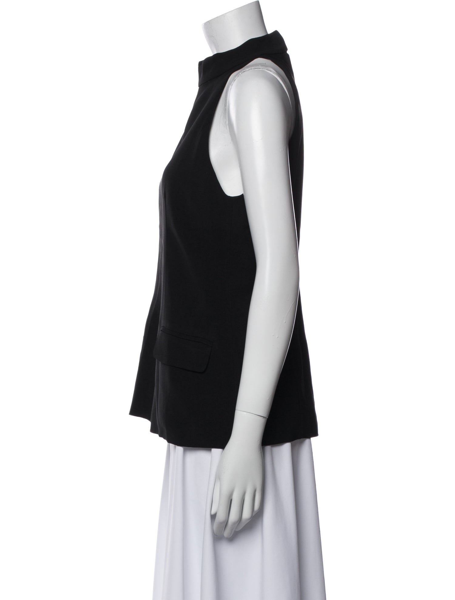 Solid & Striped Mock Neck Sleeveless Top