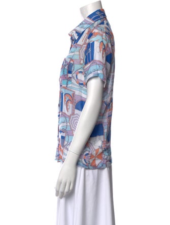 Solid & Striped Printed Short Sleeve Button-Up Top