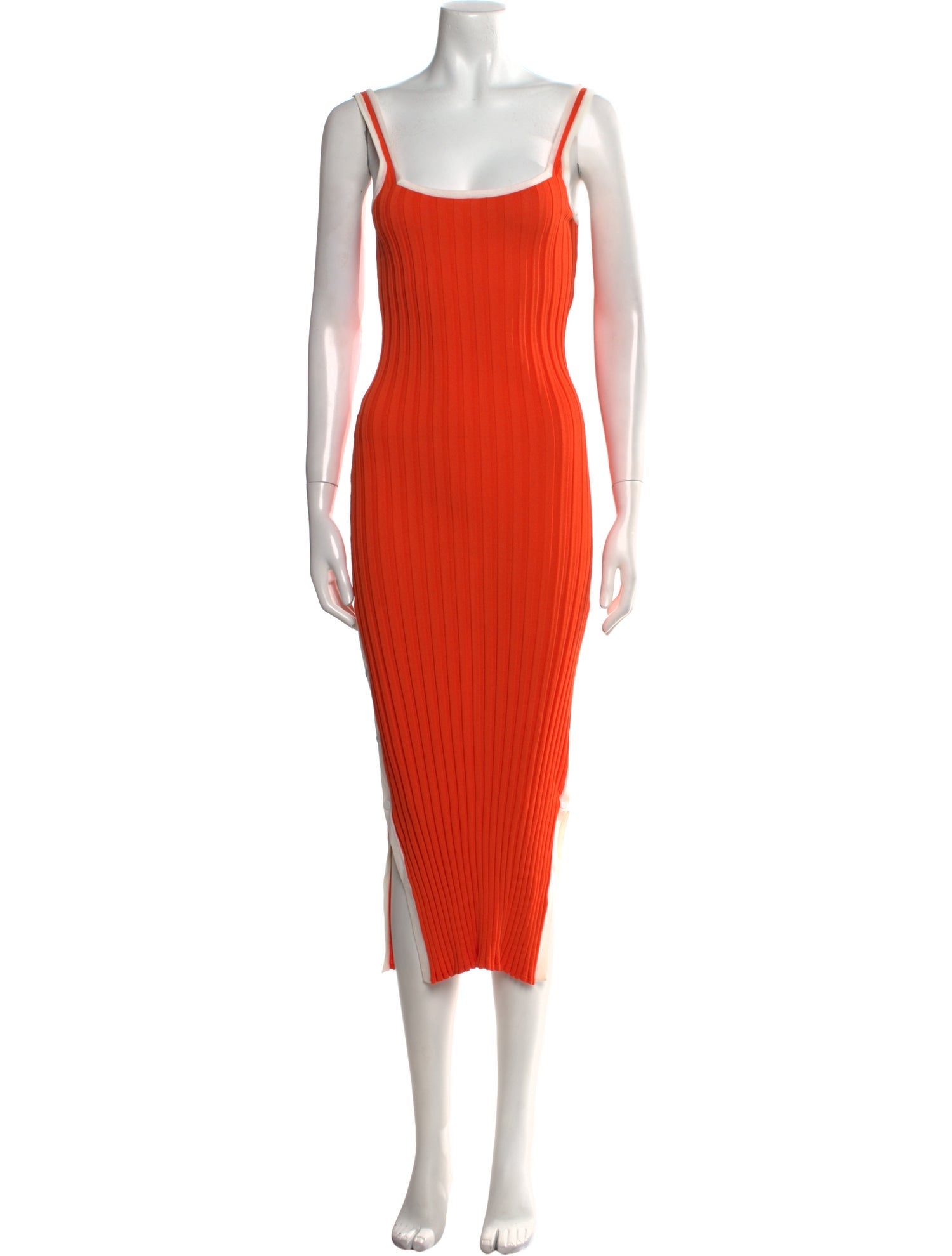 Solid & Striped Square Neckline Long Dress