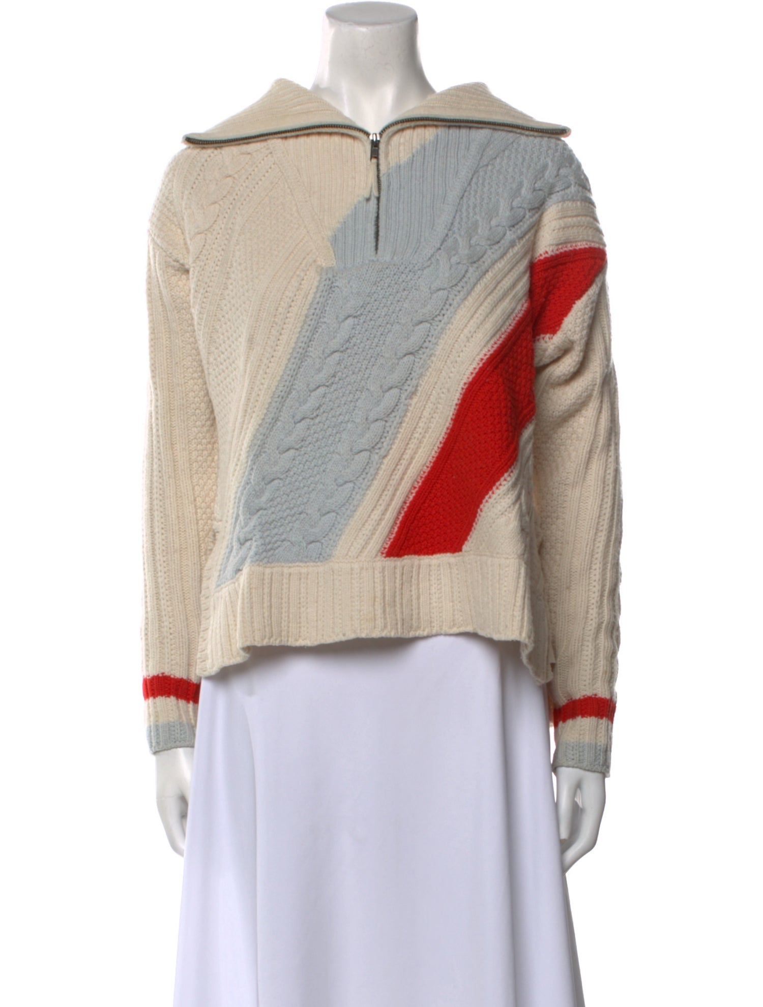 Solid & Striped Wool Colorblock Pattern Sweater
