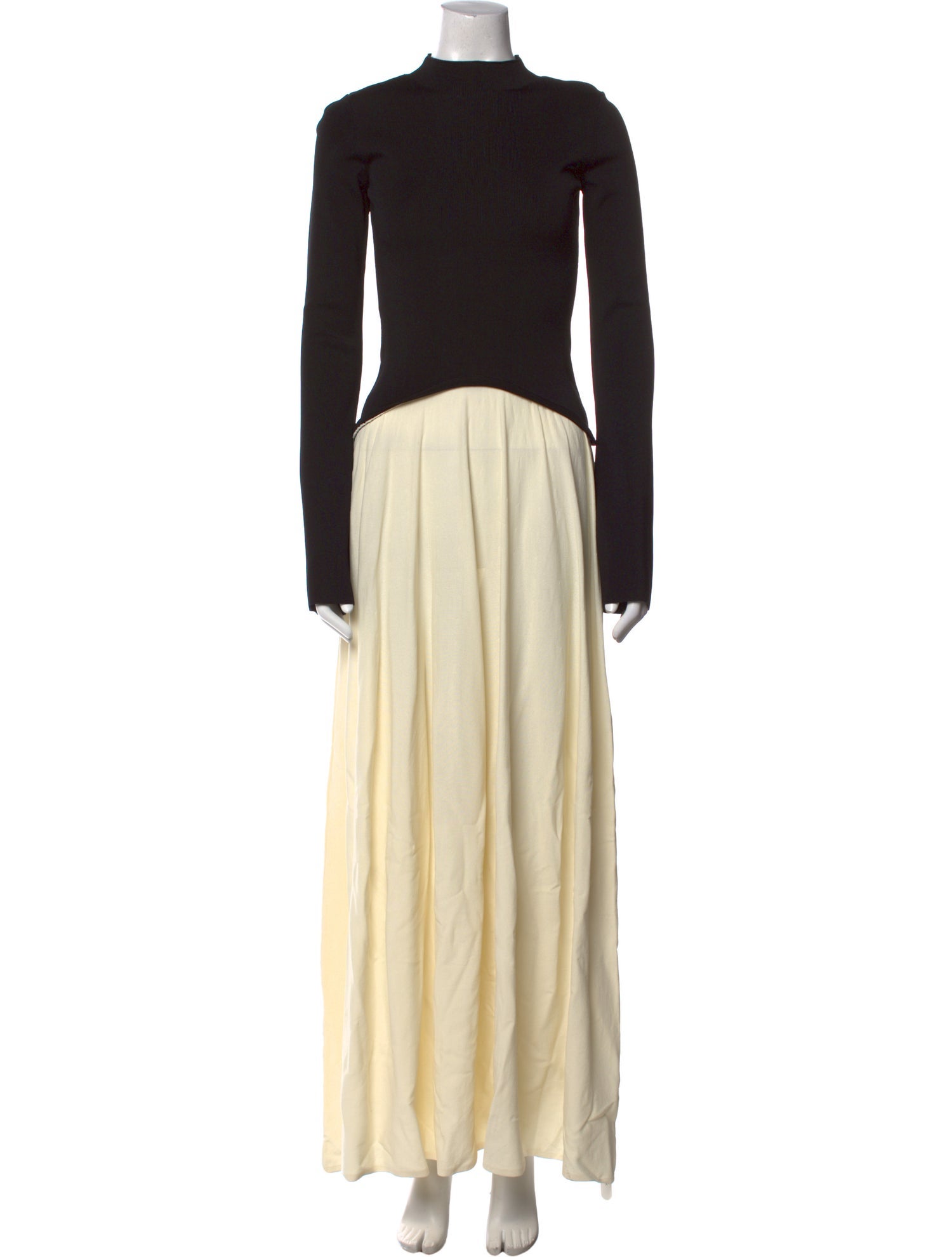 Solid & Striped Mock Neck Long Dress