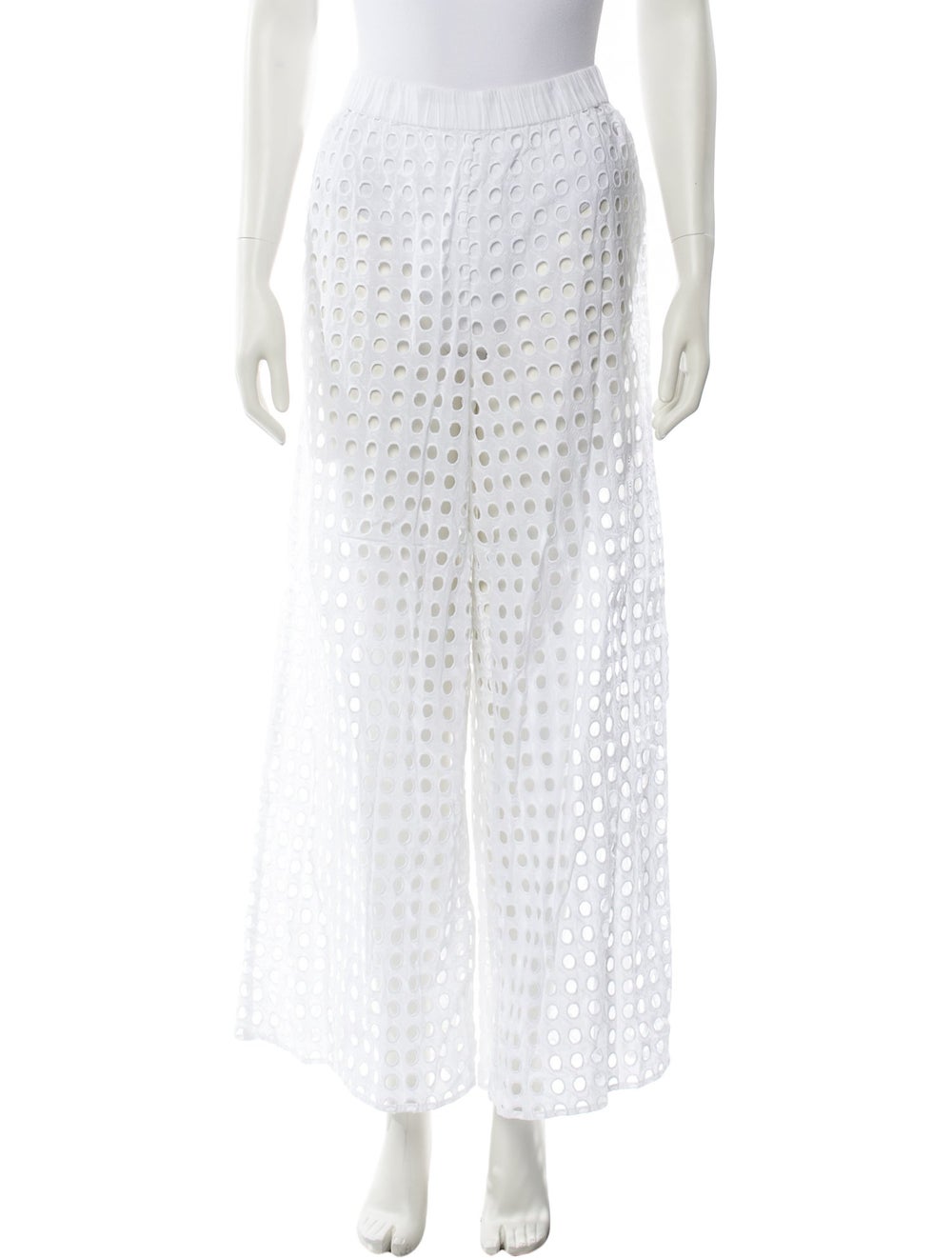 Solid & Striped Lace Pattern Wide Leg Pants w/ Ta… - image 1