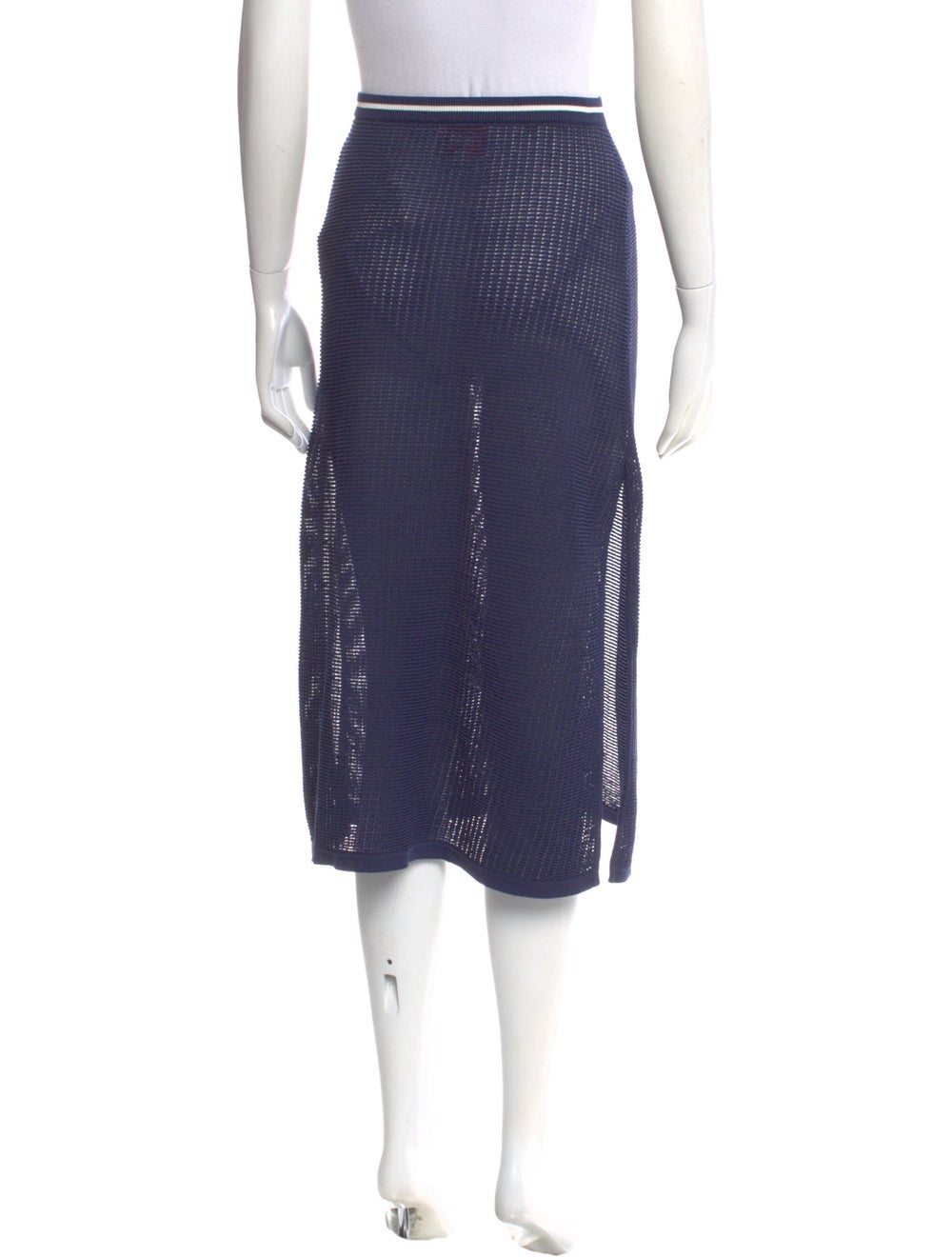 Solid & Striped Lace Pattern Knee-Length Skirt - image 3