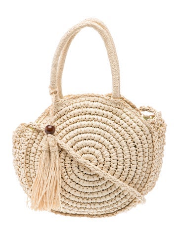 Pre-owned Solid & Striped Raffia Shoulder Bag In Gold