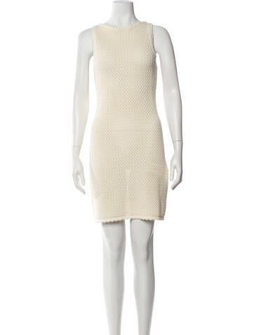 Pre-owned Solid & Striped Bateau Neckline Mini Dress W/ Tags In Neutral