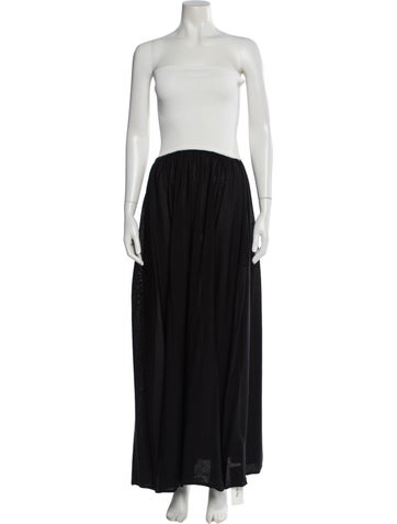 Pre-owned Solid & Striped Strapless Long Dress In Black