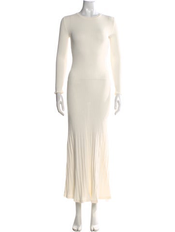 Pre-owned Solid & Striped Crew Neck Long Dress In Neutral