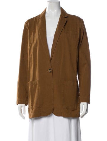 Pre-owned Solid & Striped Blazer In Brown
