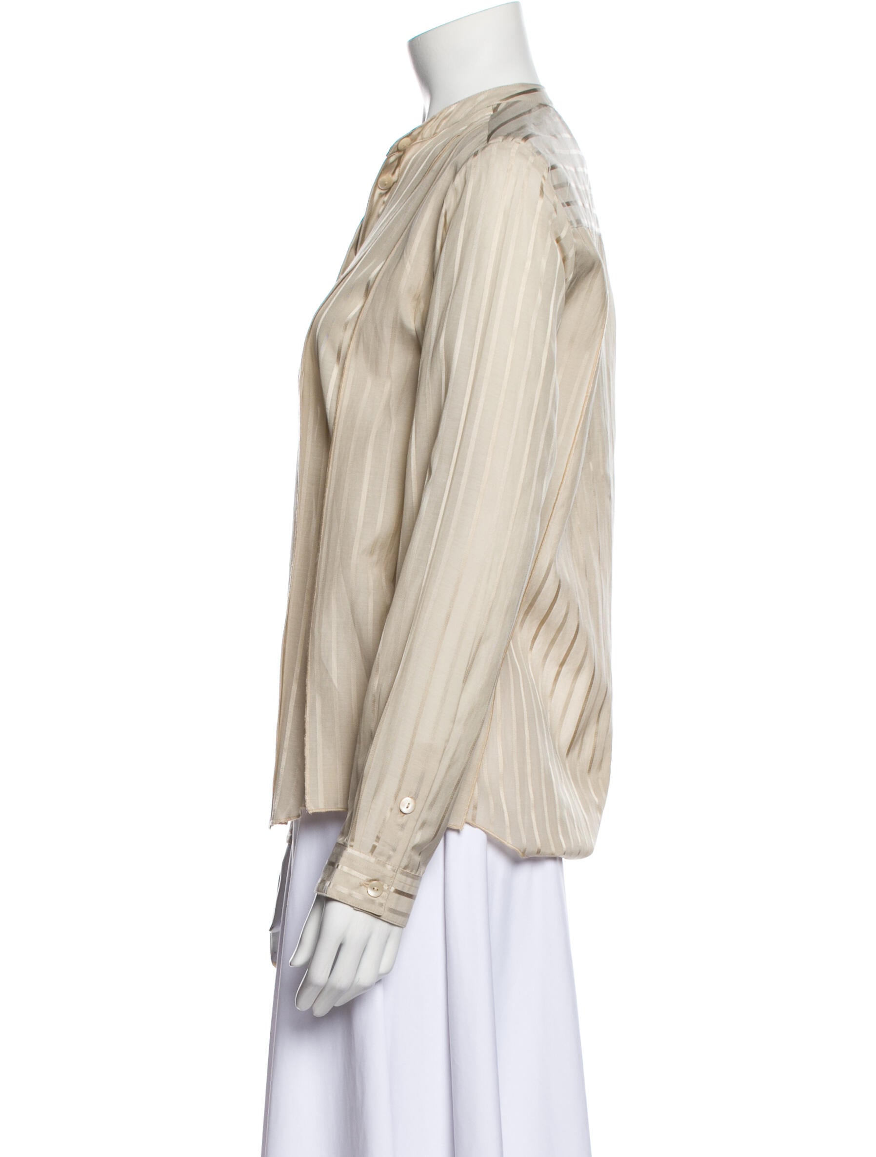 palmer//harding Striped Crew Neck Button-Up Top