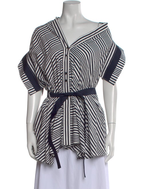 palmer//harding Striped Asymmetrical Button-Up Top