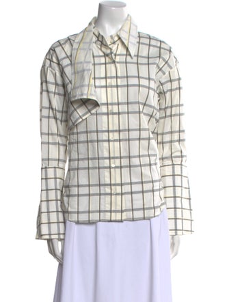 palmer//harding Plaid Print Long Sleeve Button-Up Top