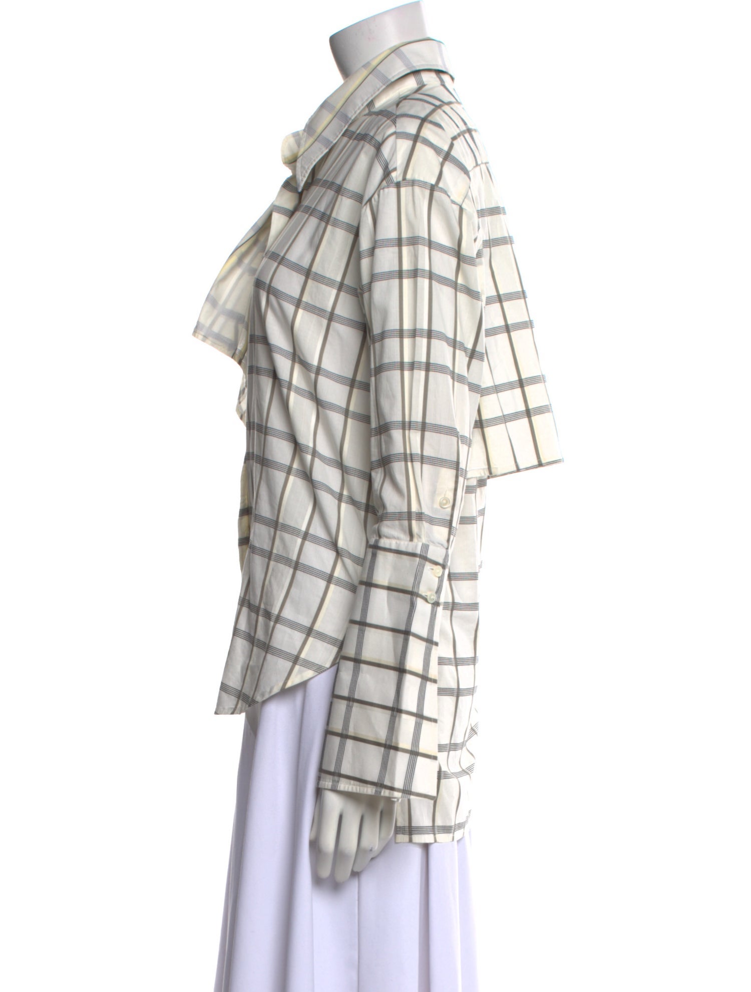 palmer//harding Plaid Print Long Sleeve Button-Up Top