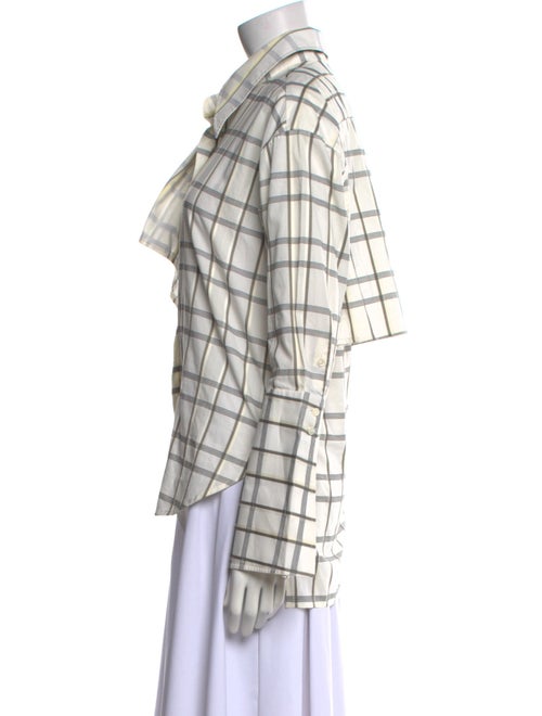 palmer//harding Plaid Print Long Sleeve Button-Up Top