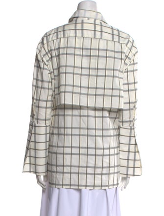 palmer//harding Plaid Print Long Sleeve Button-Up Top