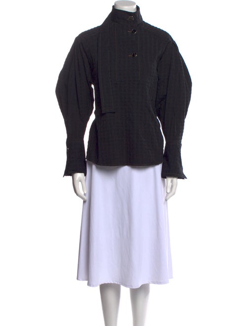 palmer//harding Mock Neck Long Sleeve Button-Up Top