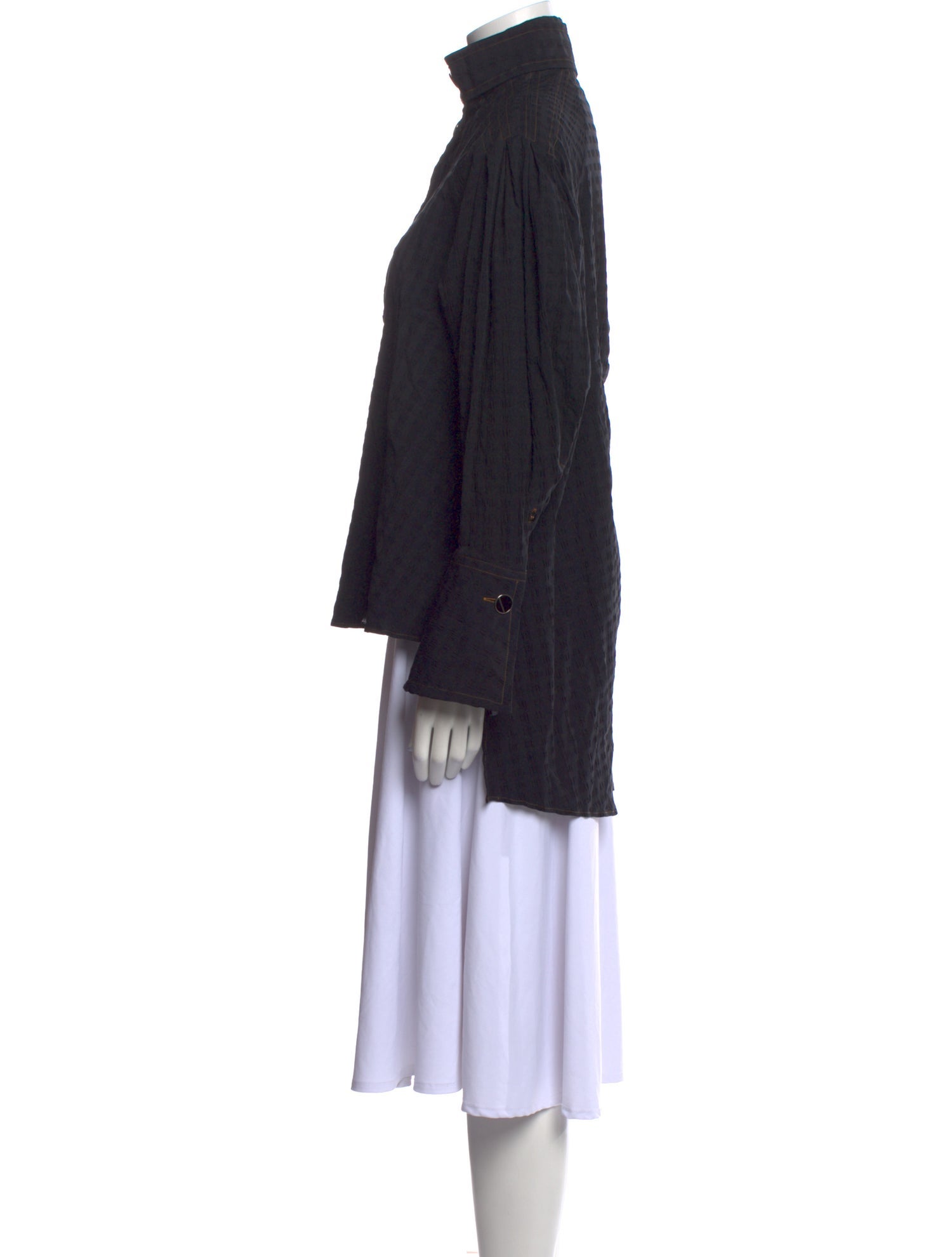 palmer//harding Mock Neck Long Sleeve Button-Up Top