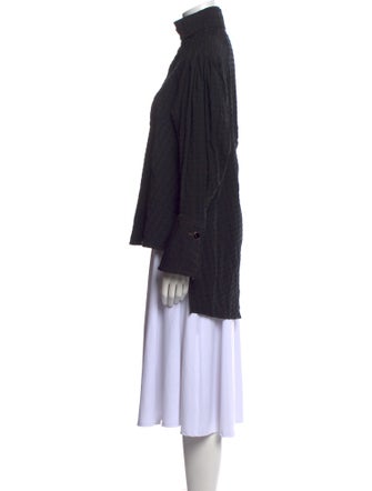 palmer//harding Mock Neck Long Sleeve Button-Up Top