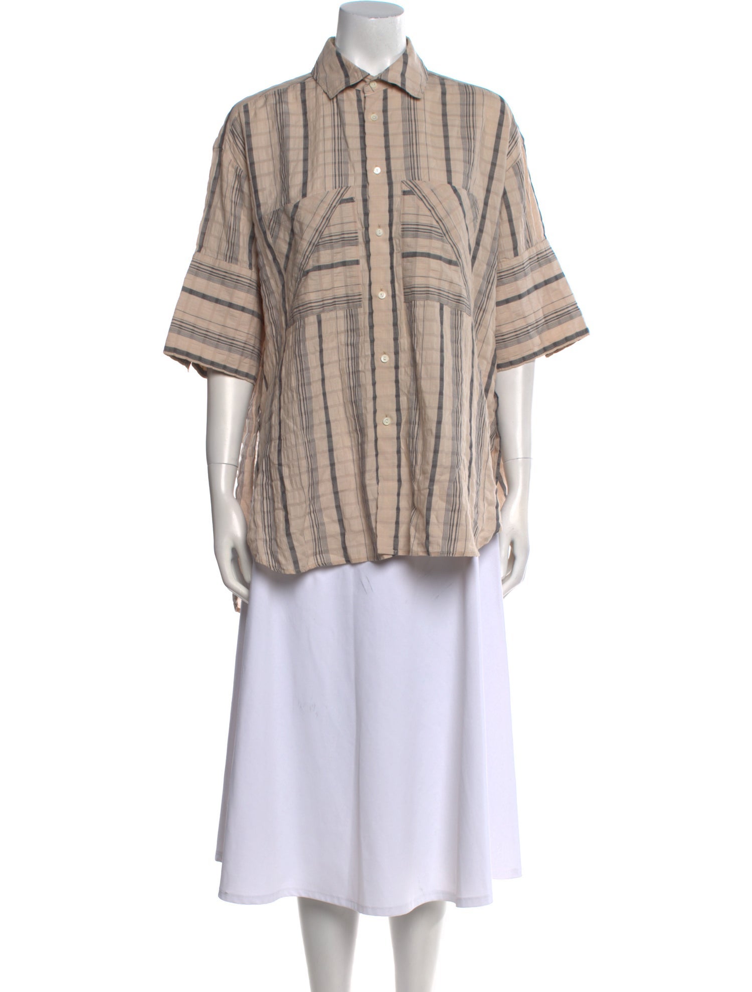 palmer//harding Linen Striped Button-Up Top