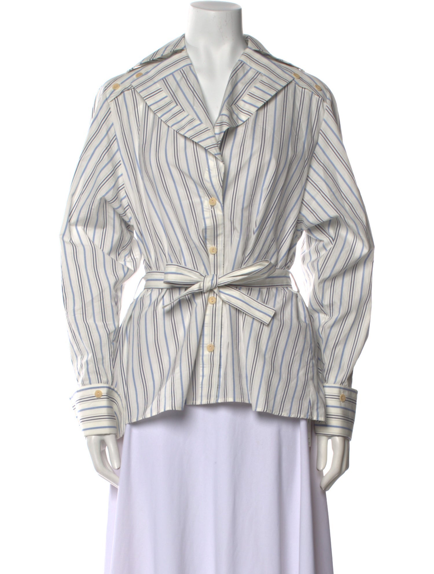 palmer//harding Striped V-Neck Button-Up Top