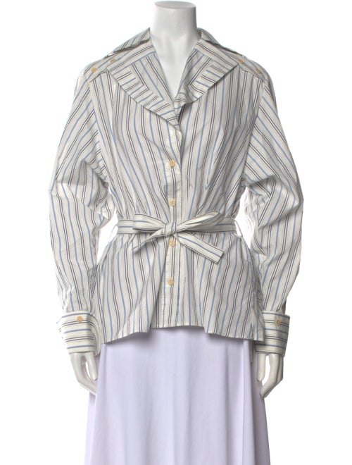 palmer//harding Striped V-Neck Button-Up Top