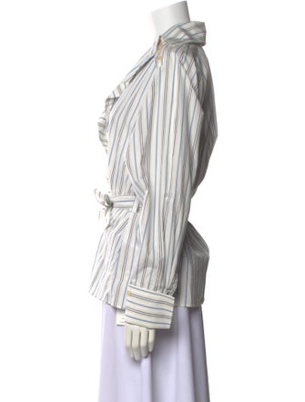 palmer//harding Striped V-Neck Button-Up Top