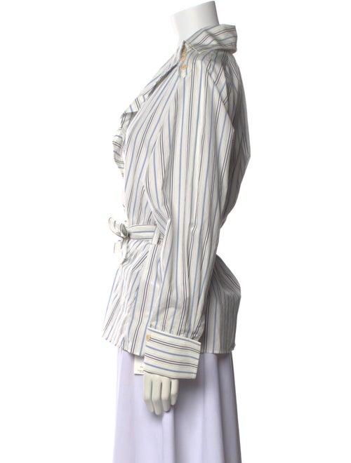 palmer//harding Striped V-Neck Button-Up Top